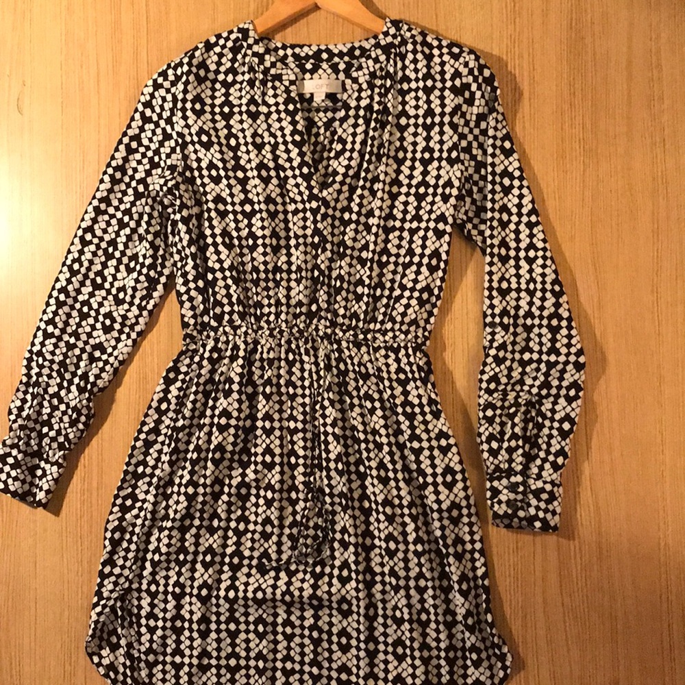 LOFT Split Neck Shirt Dress in Mosaic